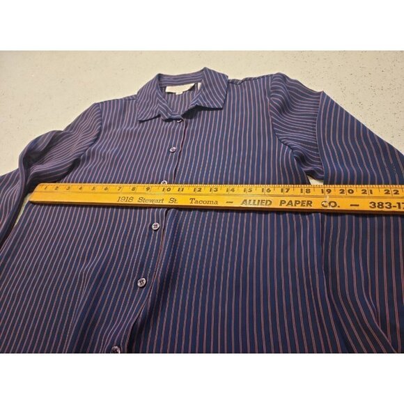 Vintage Lady Arrow Shirt Top Button Front 10 Blue Pink Pin Stripes - Picture 4 of 6